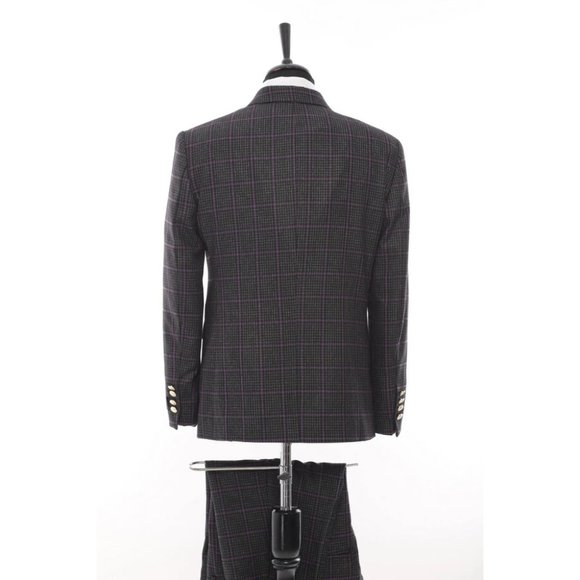 Derman Double Breasted Black Check Suit 2 Piece Suit - Picture 2 of 6
